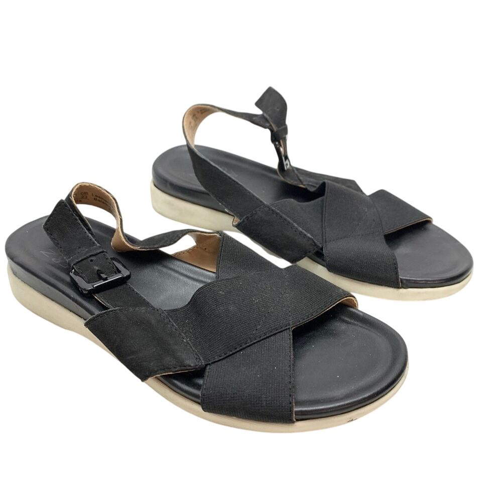 NATURALIZER ELIZA Black Leather Sandals Shoes sz 6